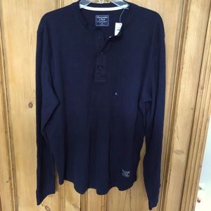 Abercrombie & Fitch Navy Long Sleeve Henley NWT